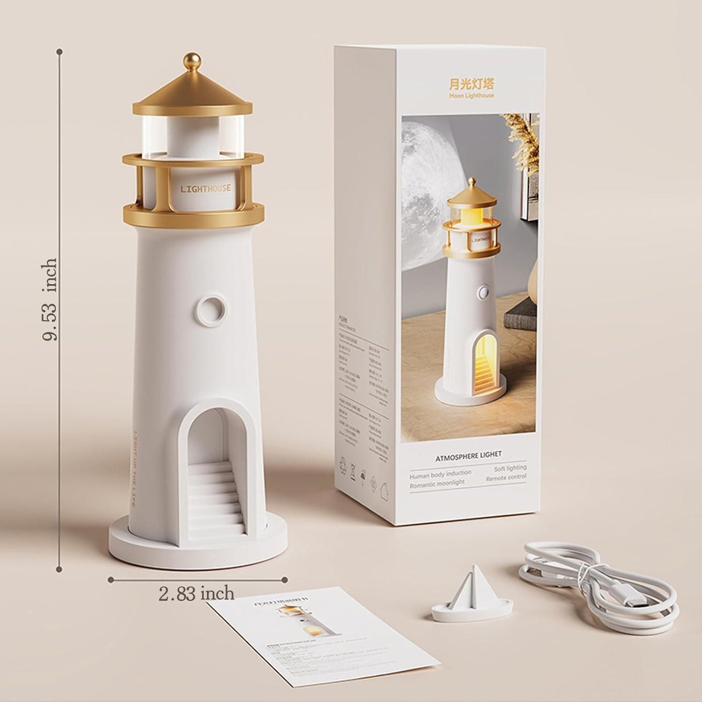 Moon Projection Lighthouse โ Bluetooth Music Night Light