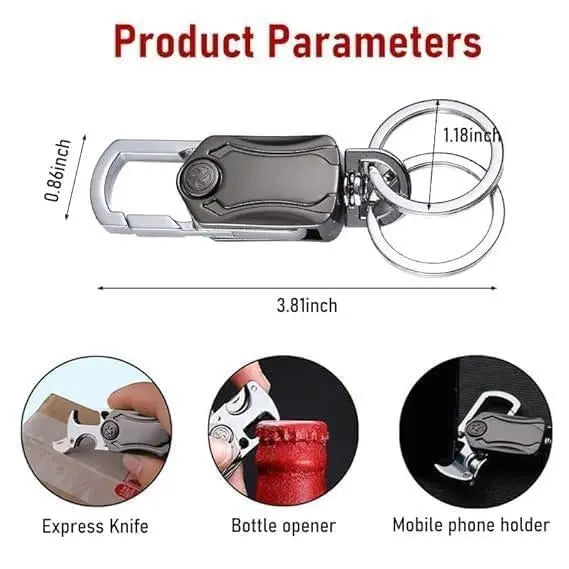 5 IN 1 Heavy Duty Dual Ring Multifunction Keychain with Cutter sopingsearch.store