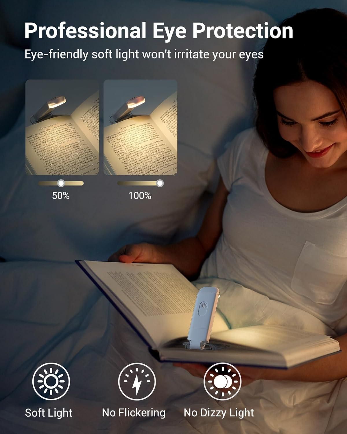 USB Rechargeable Book Reading Light – Adjustable Brightness &amp; Eye-Protection